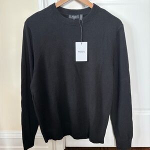 NWT Theory Hilles Men's Classic Black Crewneck Cashmere Sweater